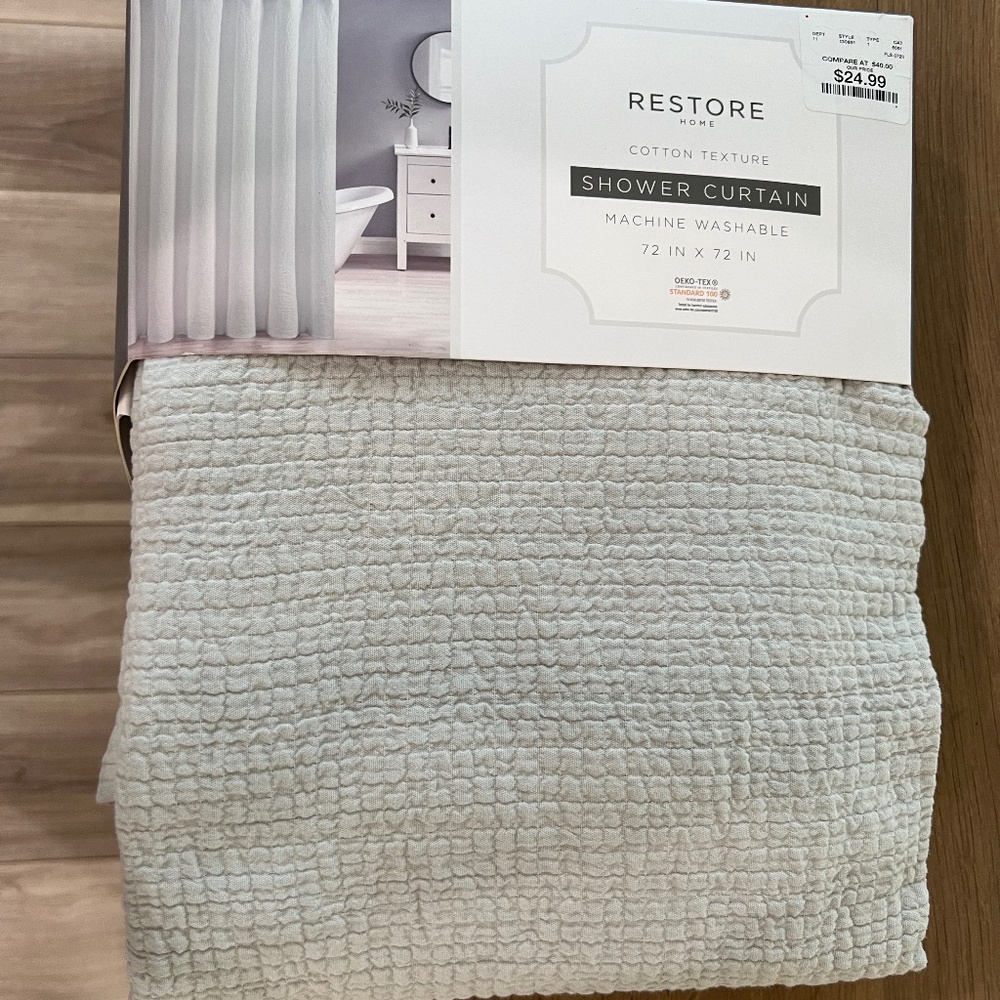 New Shower Curtain | Light Green Blue